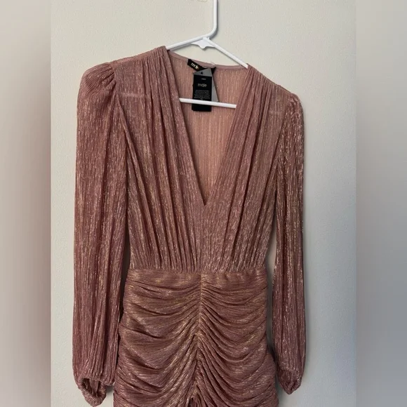 Maje Rosina Lamé Ruched Dress Barbie Wedding Events Size 34 NWT - Picture 5 of 15